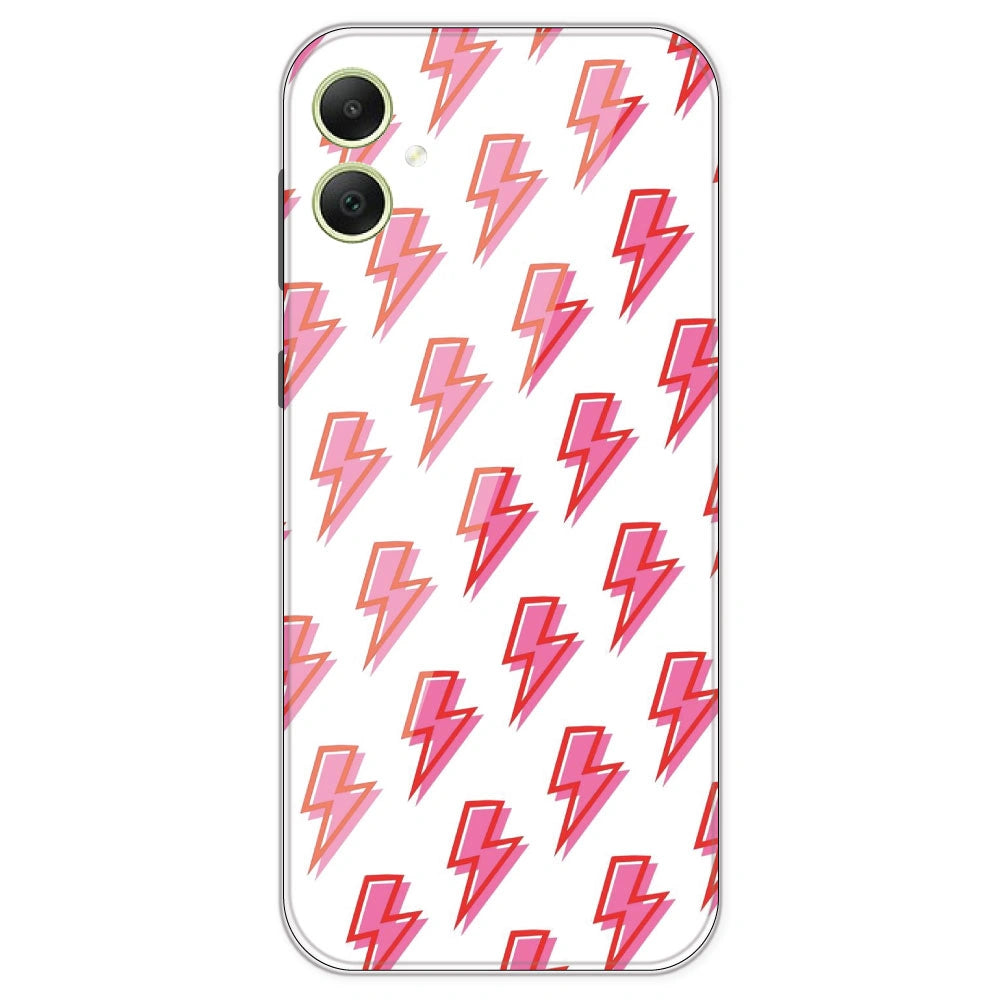 Pink Lightning Bolts - Clear Printed Silicone Case For Samsung Galaxy A05