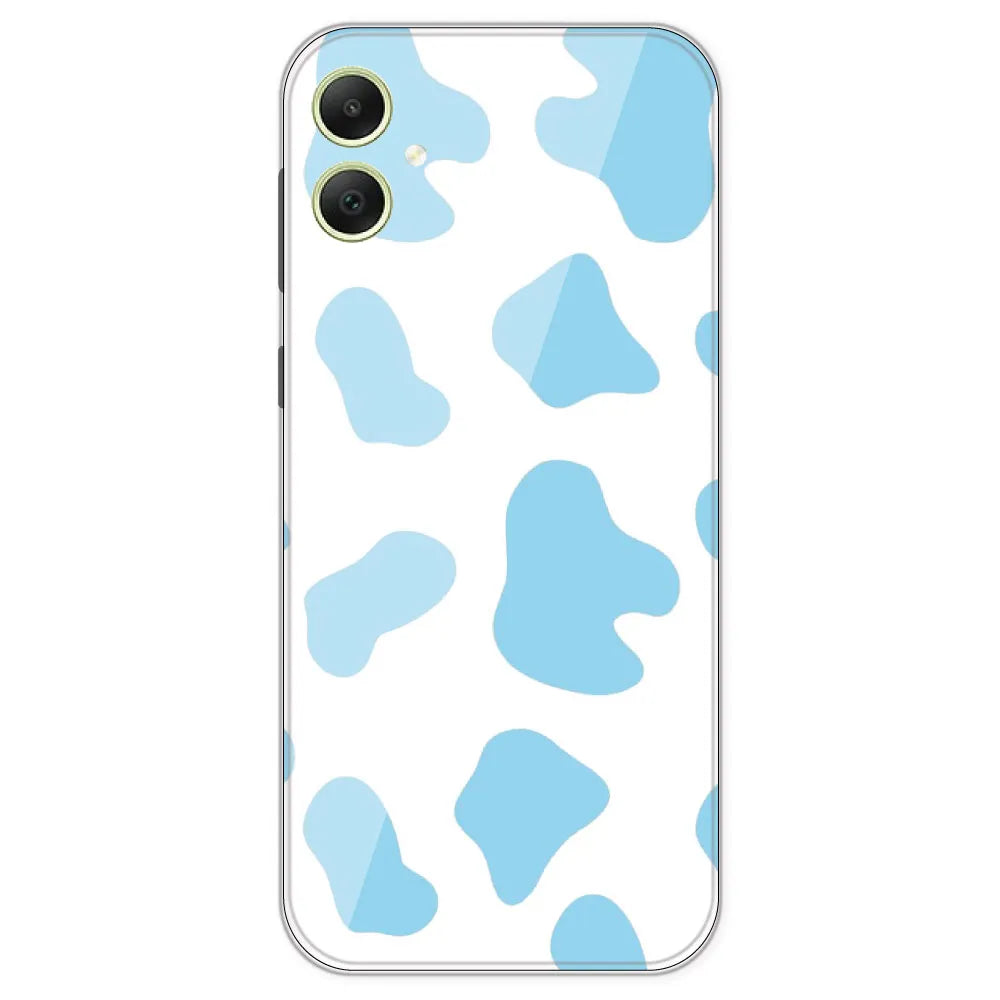 Blue Cow Print - Clear Printed Silicone Case For Samsung Galaxy A05
