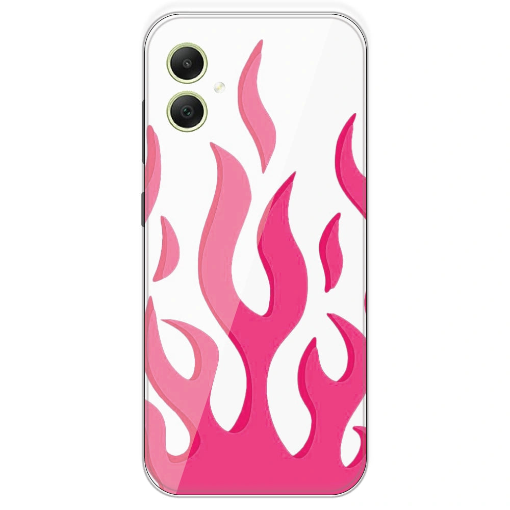 Pink Flames - Clear Printed Silicone Case For Samsung Galaxy A05