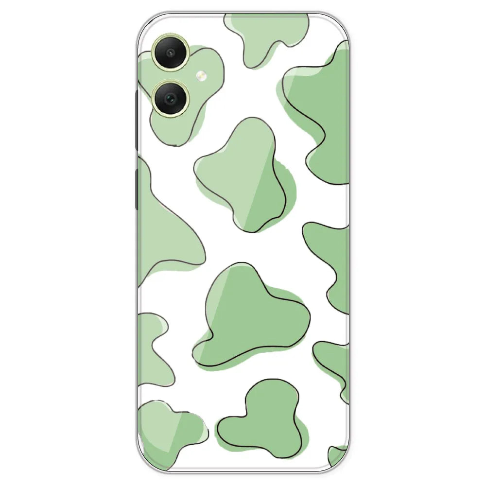 Green Cow Print - Clear Printed Silicone Case For Samsung Galaxy A05