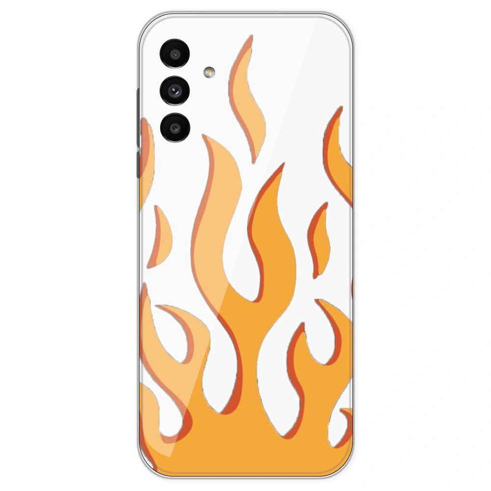 Orange Flames - Clear Printed Silicone Case For Samsung Galaxy A13