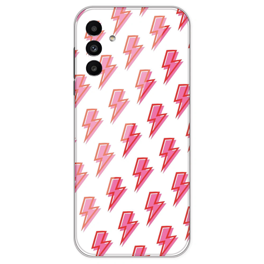 Pink Lightning Bolts - Clear Printed Silicone Case For Samsung Galaxy A13
