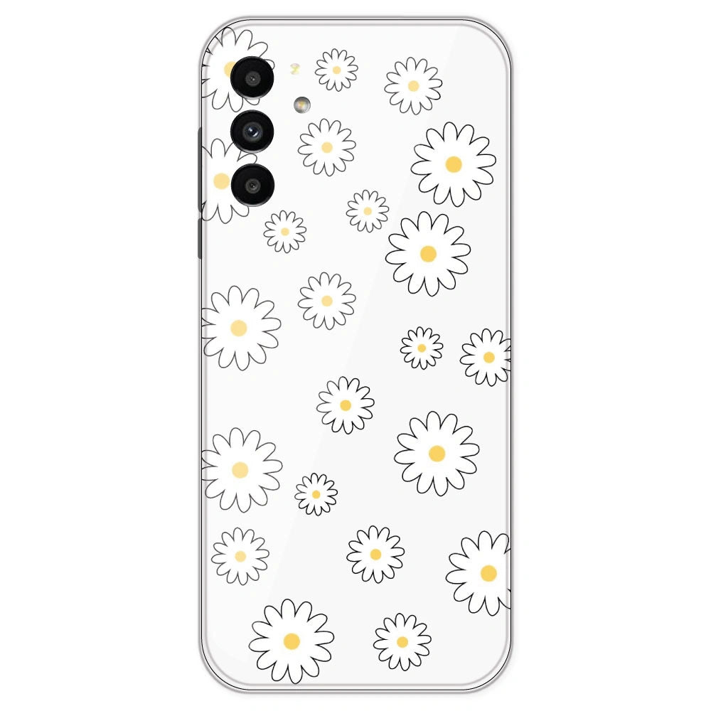 White Flowers - Clear Printed Silicone Case For Samsung Galaxy A13