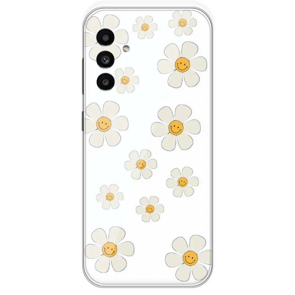 Smile Flowers - Clear Printed Silicone Case For Samsung Galaxy A13