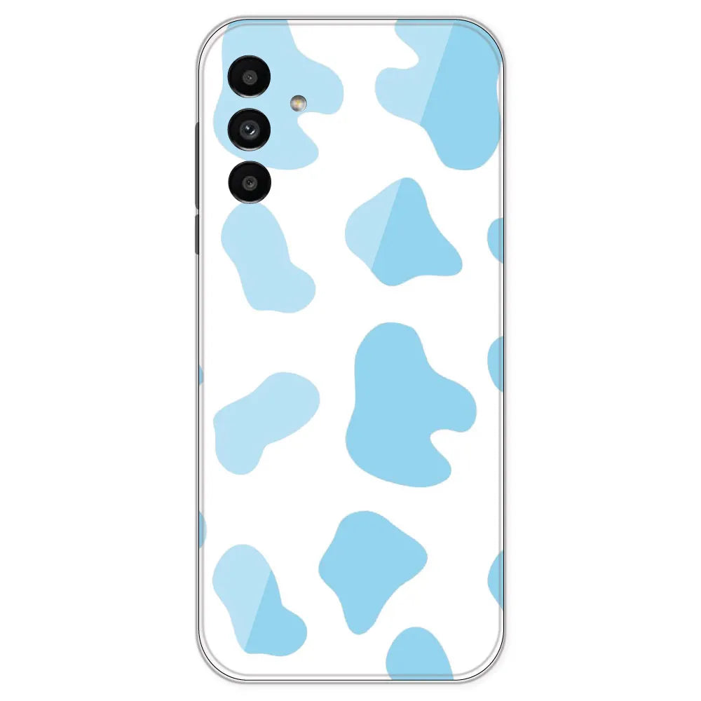 Blue Cow Print - Clear Printed Silicone Case For Samsung Galaxy A13