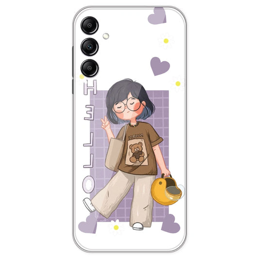 Introvert Girl - Clear Printed Silicone Case For Samsung Galaxy A14
