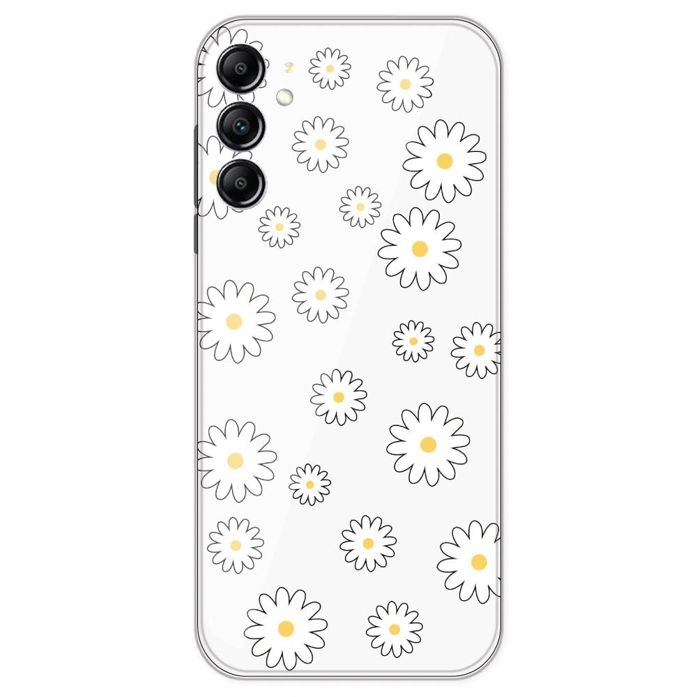 White Flowers - Clear Printed Silicone Case For Samsung Galaxy A14