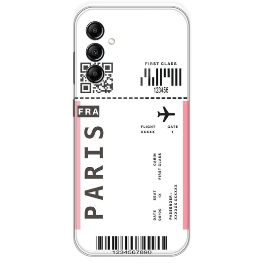 Paris Ticket - Clear Printed Silicone Case For Samsung Galaxy A14