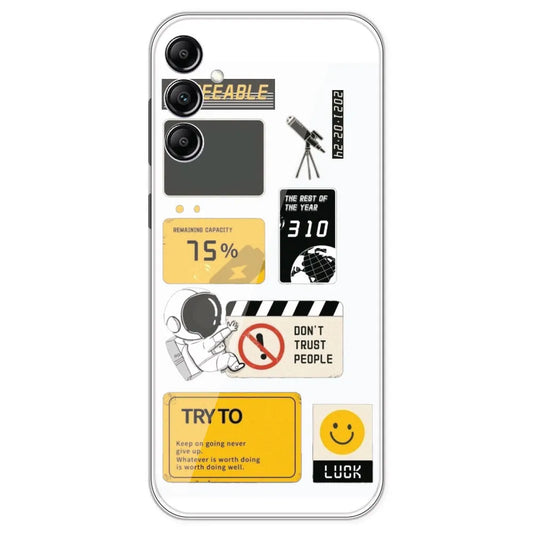 Space - Clear Printed Silicone Case For Samsung Galaxy A14
