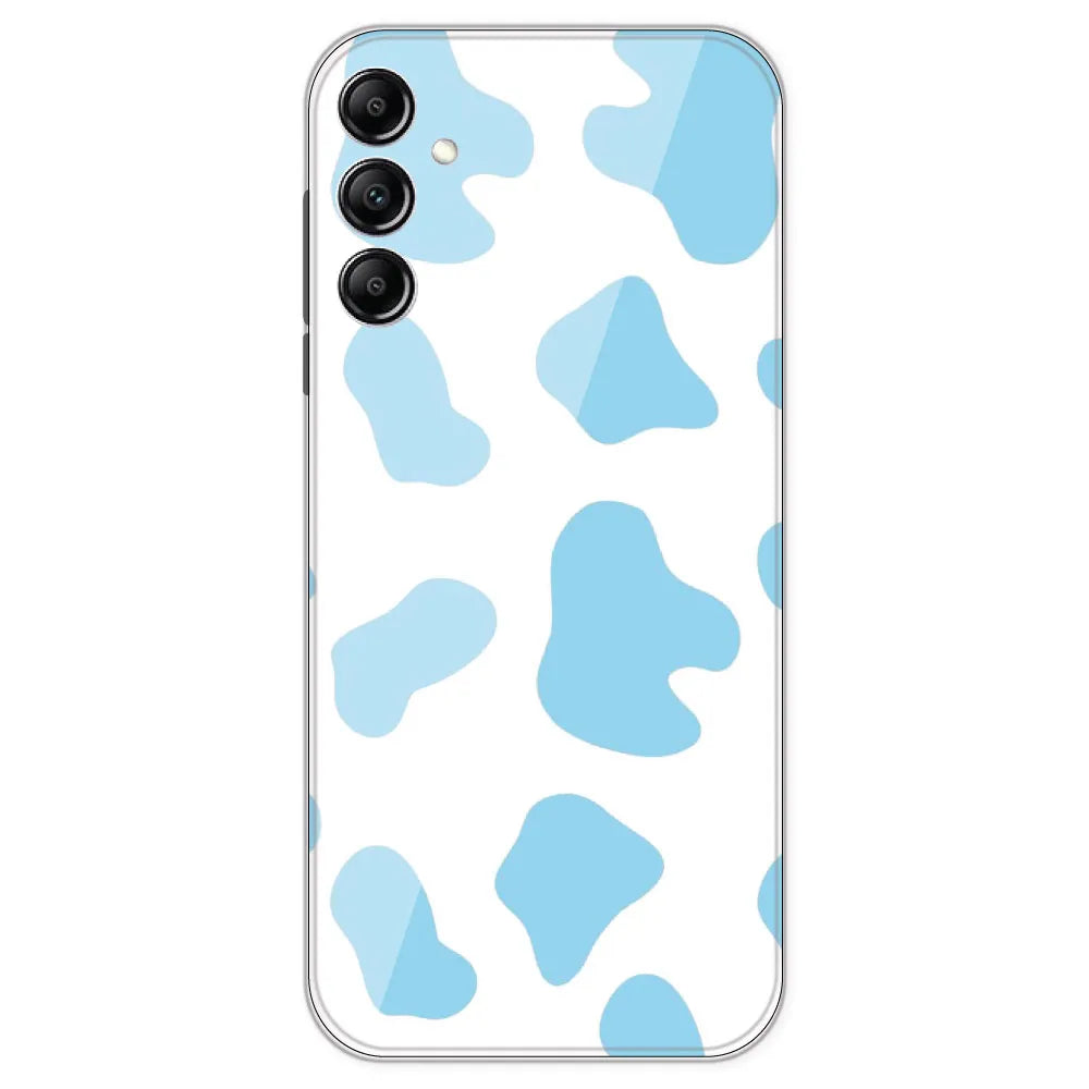 Blue Cow Print - Clear Printed Silicone Case For Samsung Galaxy A14
