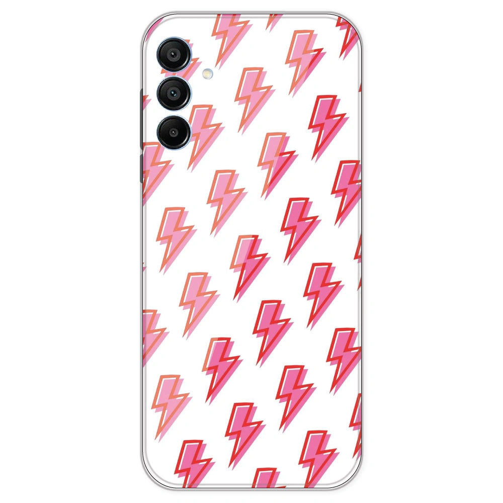 Pink Lightning Bolts - Clear Printed Silicone Case For Samsung Galaxy A15