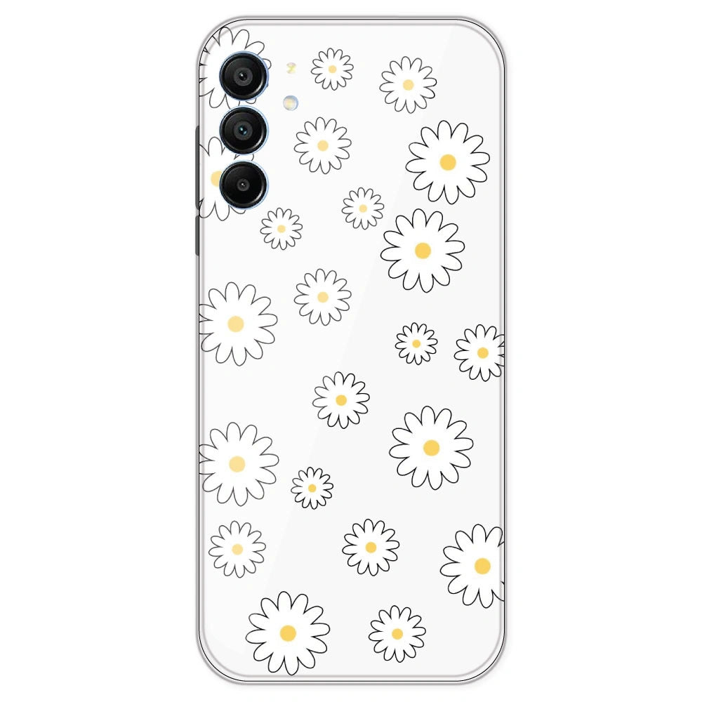 White Flowers - Clear Printed Silicone Case For Samsung Galaxy A15