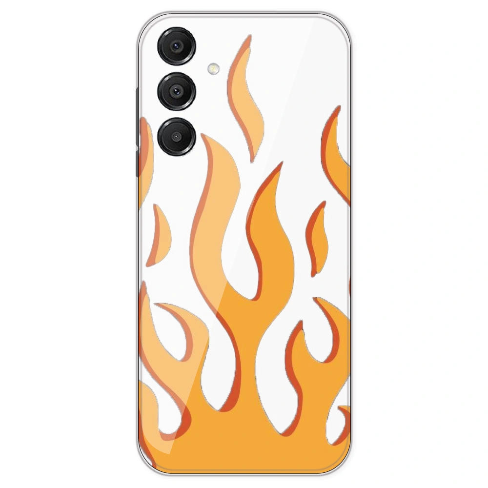 Orange Flames - Clear Printed Silicone Case For Samsung Galaxy A16
