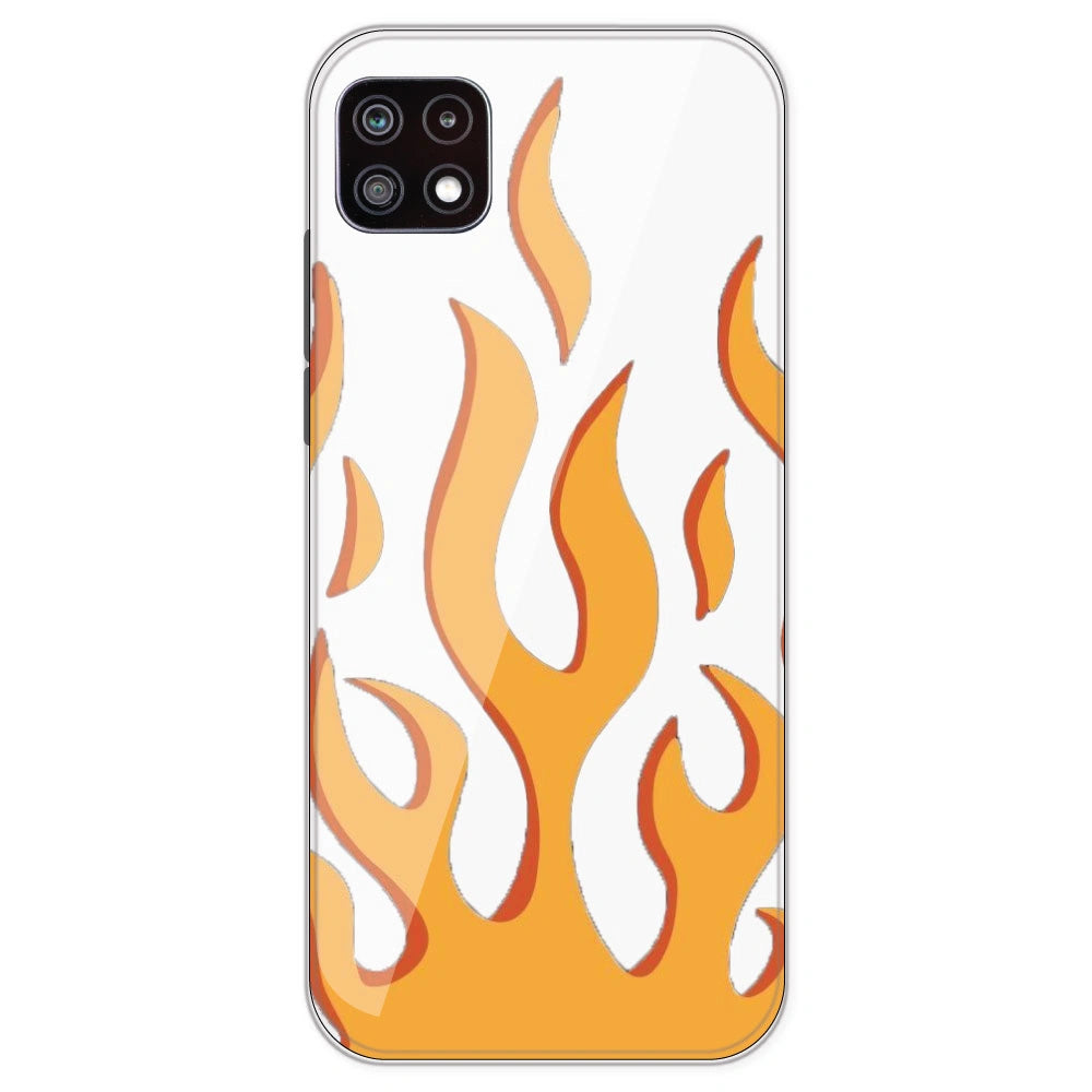 Orange Flames - Clear Printed Silicone Case For Samsung Galaxy A22