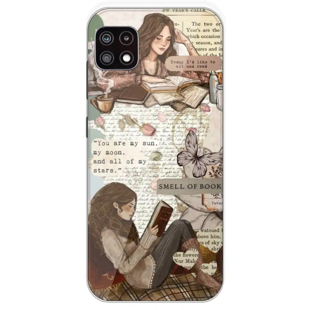 Book Collage - Printed Silicone Case For Samsung Galaxy A22
