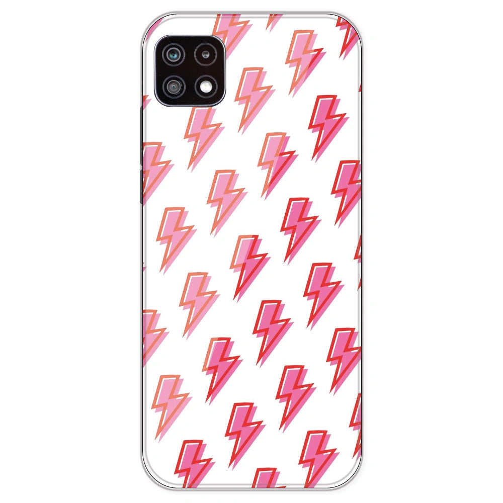 Pink Lightning Bolts - Clear Printed Silicone Case For Samsung Galaxy A22