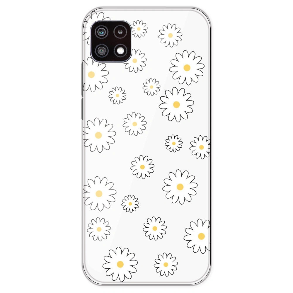 White Flowers - Clear Printed Silicone Case For Samsung Galaxy A22