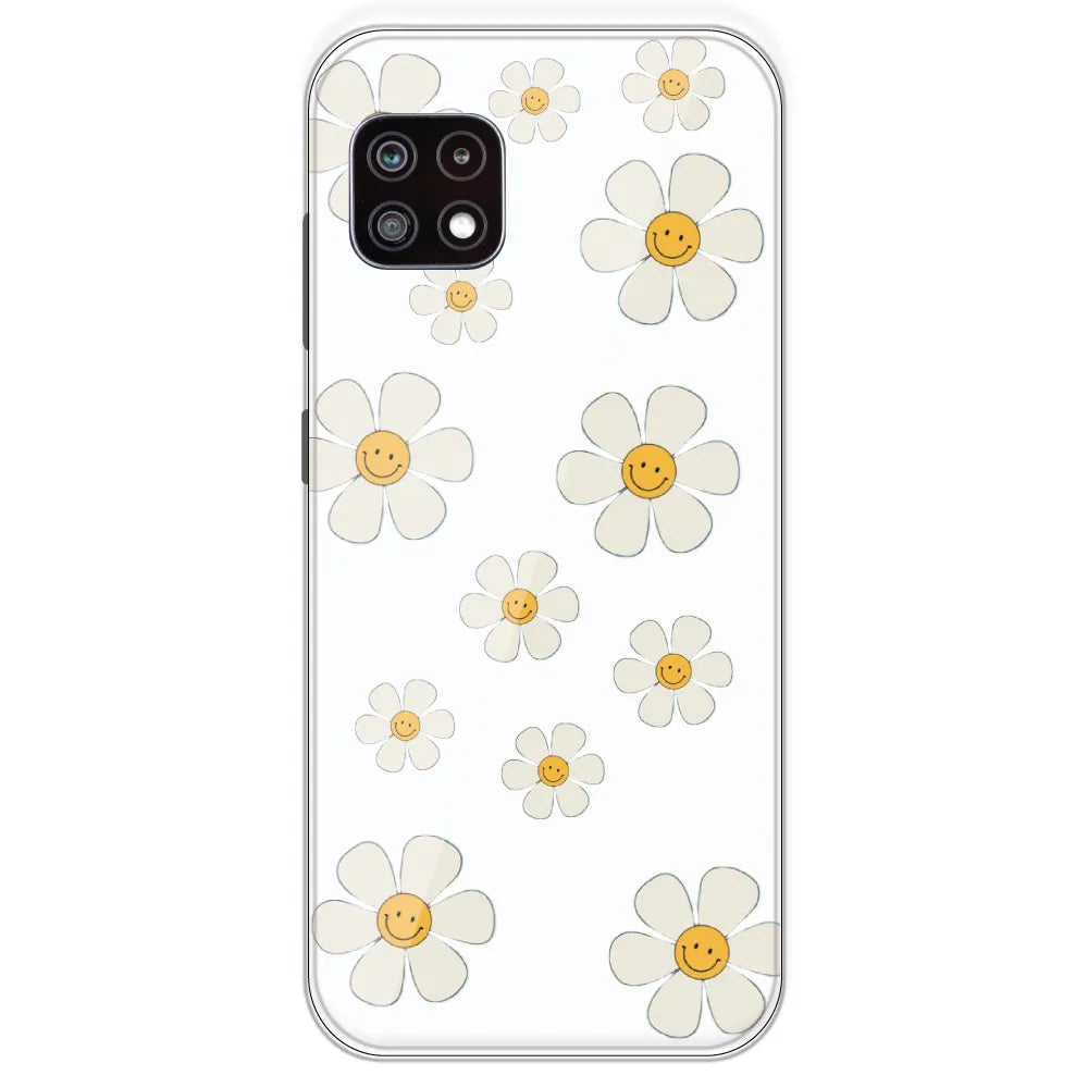 Smile Flowers - Clear Printed Silicone Case For Samsung Galaxy A22