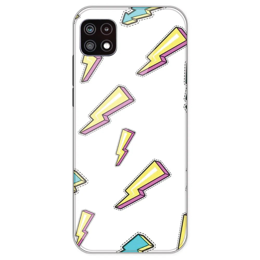 Lighting Bolts - Clear Printed Silicone Case For Samsung Galaxy A22