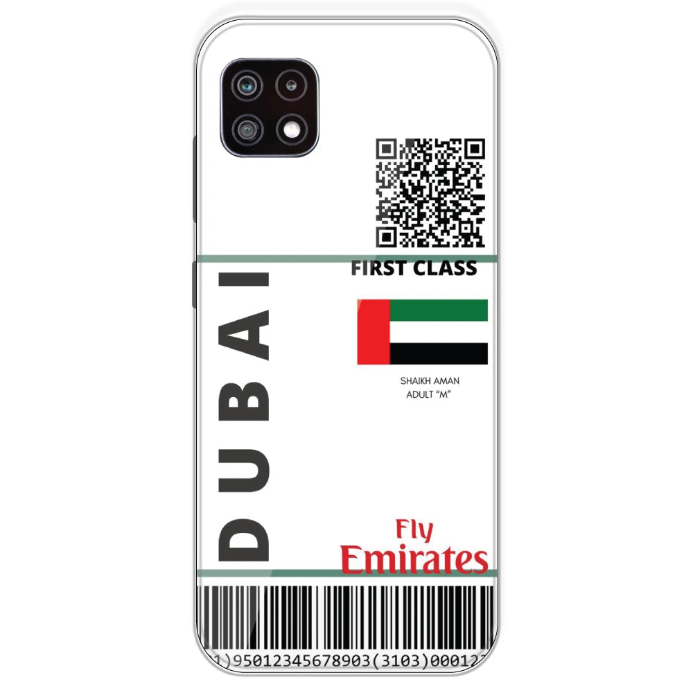Dubai Ticket - Clear Printed Silicone Case For Samsung Galaxy A22