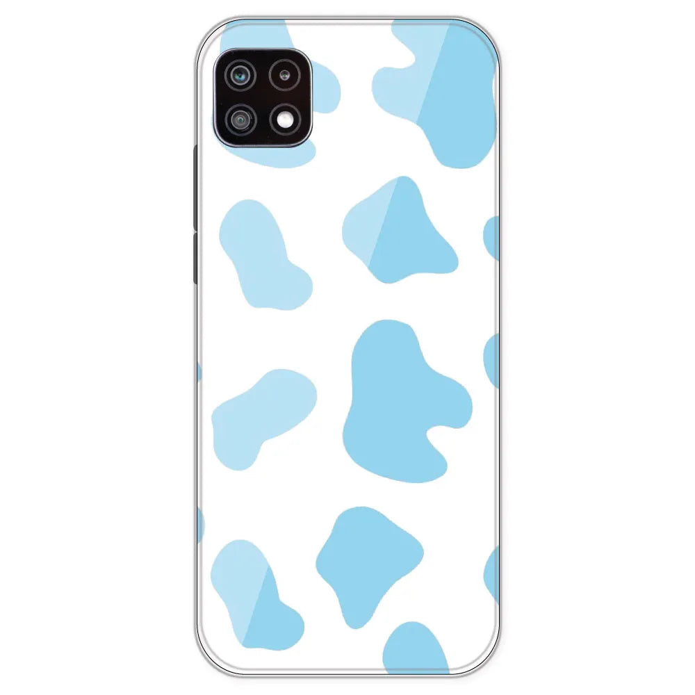 Blue Cow Print - Clear Printed Silicone Case For Samsung Galaxy A22