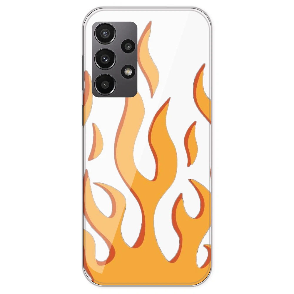 Orange Flames - Clear Printed Silicone Case For Samsung Galaxy A23