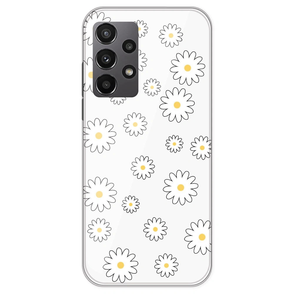 White Flowers - Clear Printed Silicone Case For Samsung Galaxy A23