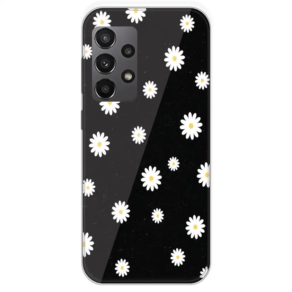 White And Black Flower - Printed Silicone Case For Samsung Galaxy A23