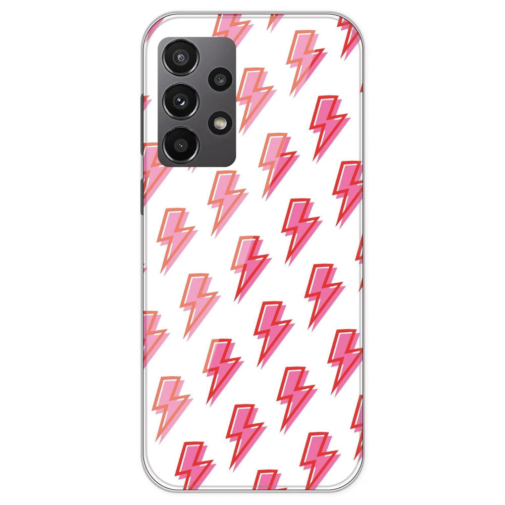 Pink Lightning Bolts - Clear Printed Silicone Case For Samsung Galaxy A23