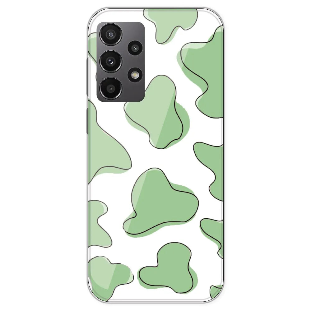 Green Cow Print - Clear Printed Silicone Case For Samsung Galaxy A23