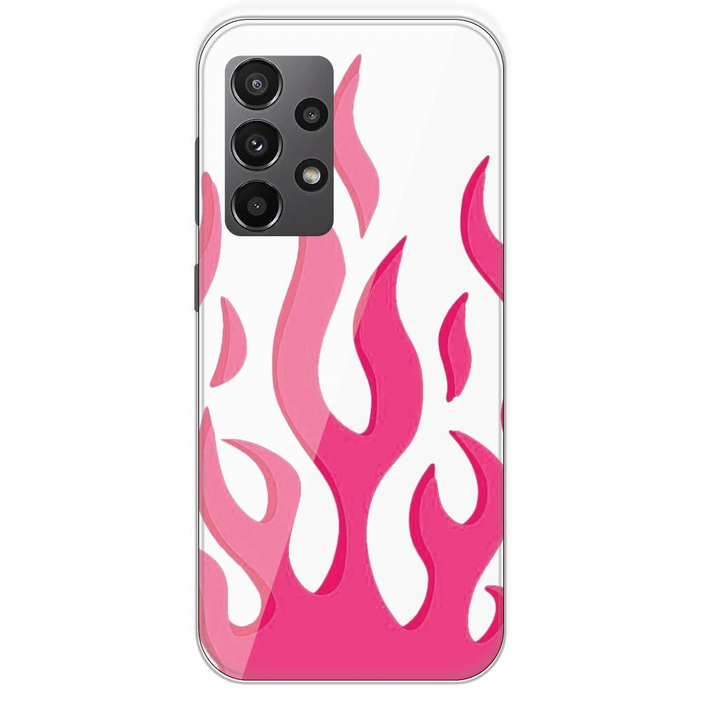Pink Flames - Clear Printed Silicone Case For Samsung Galaxy A23