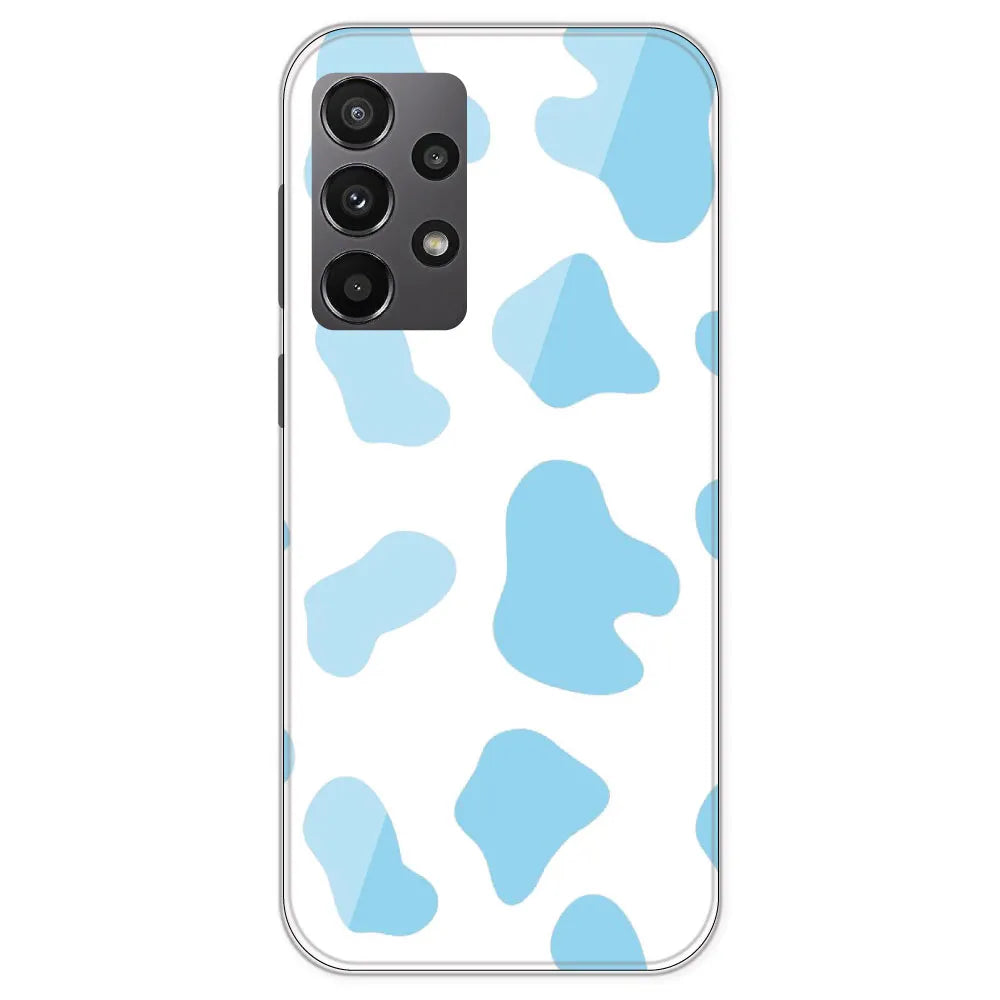 Blue Cow Print - Clear Printed Silicone Case For Samsung Galaxy A23
