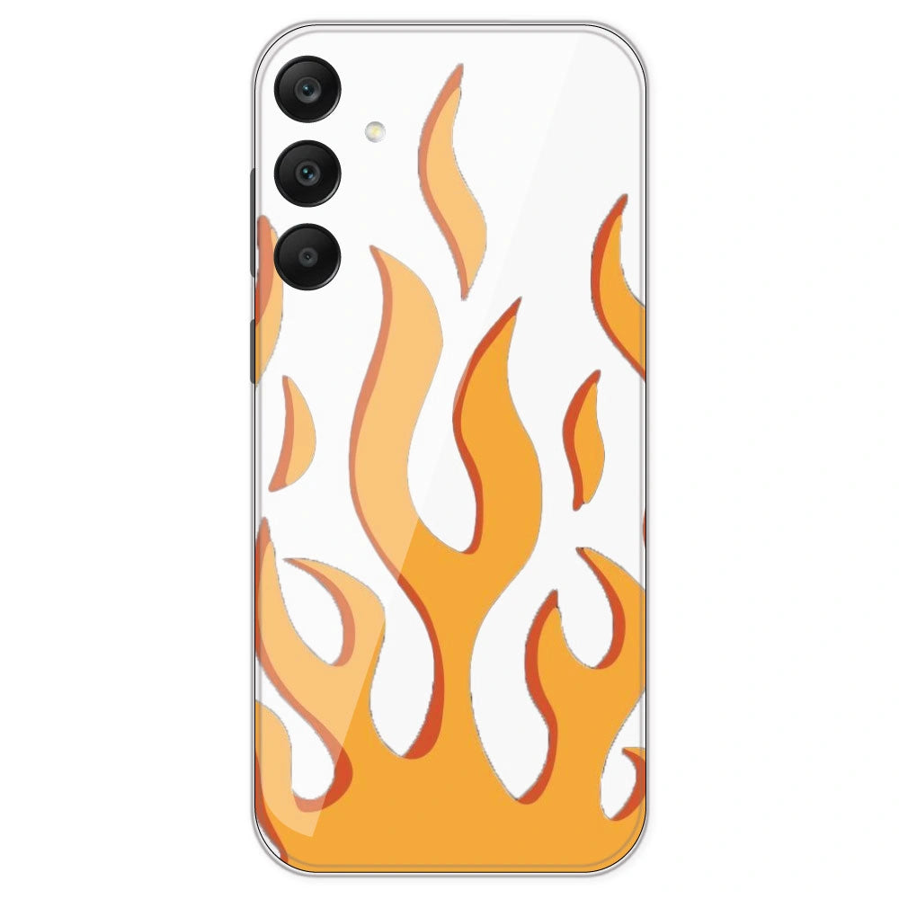 Orange Flames - Clear Printed Silicone Case For Samsung Galaxy A25