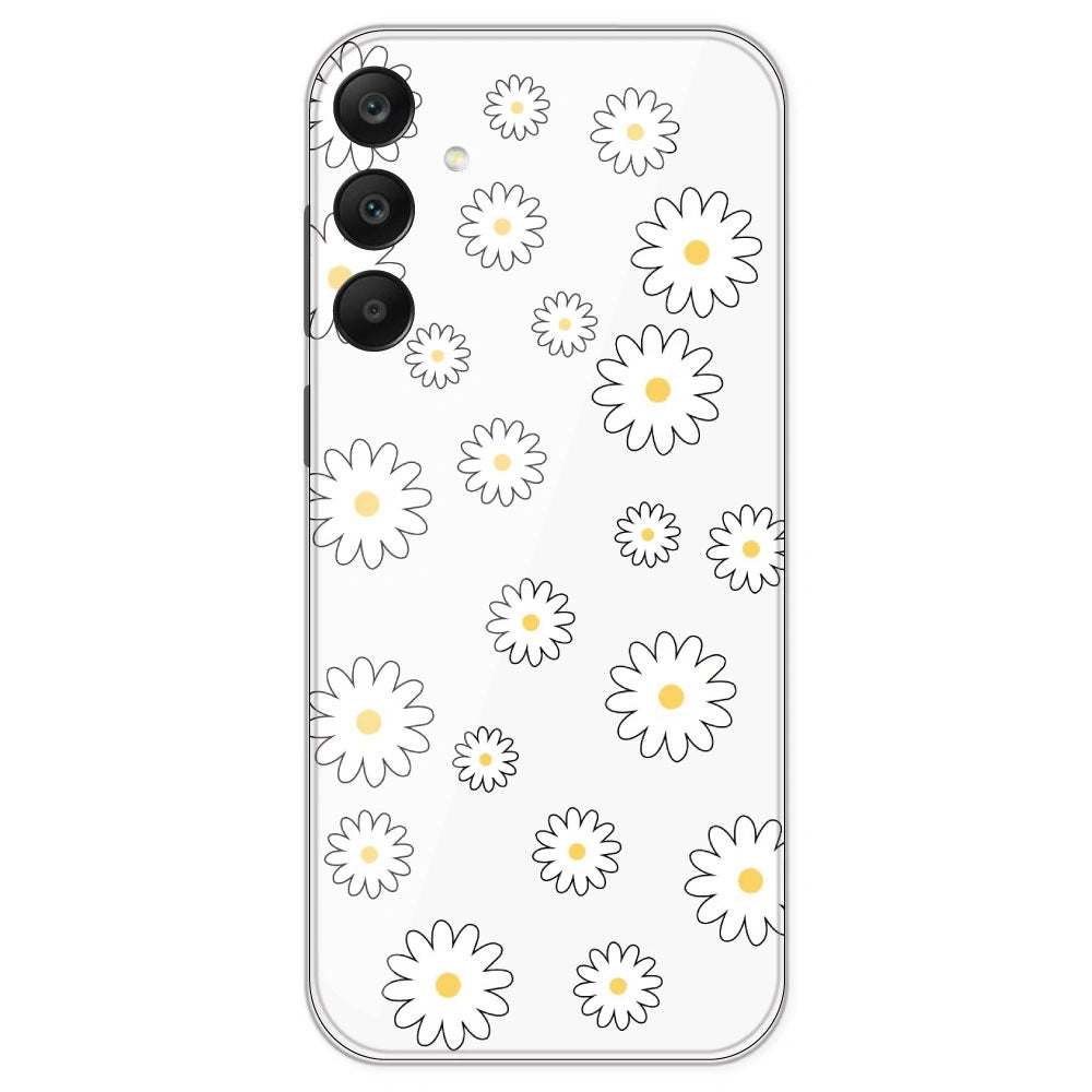 White Flowers - Clear Printed Silicone Case For Samsung Galaxy A25