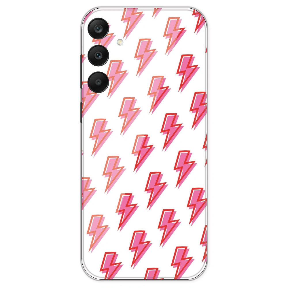 Pink Lightning Bolts - Clear Printed Silicone Case For Samsung Galaxy A25