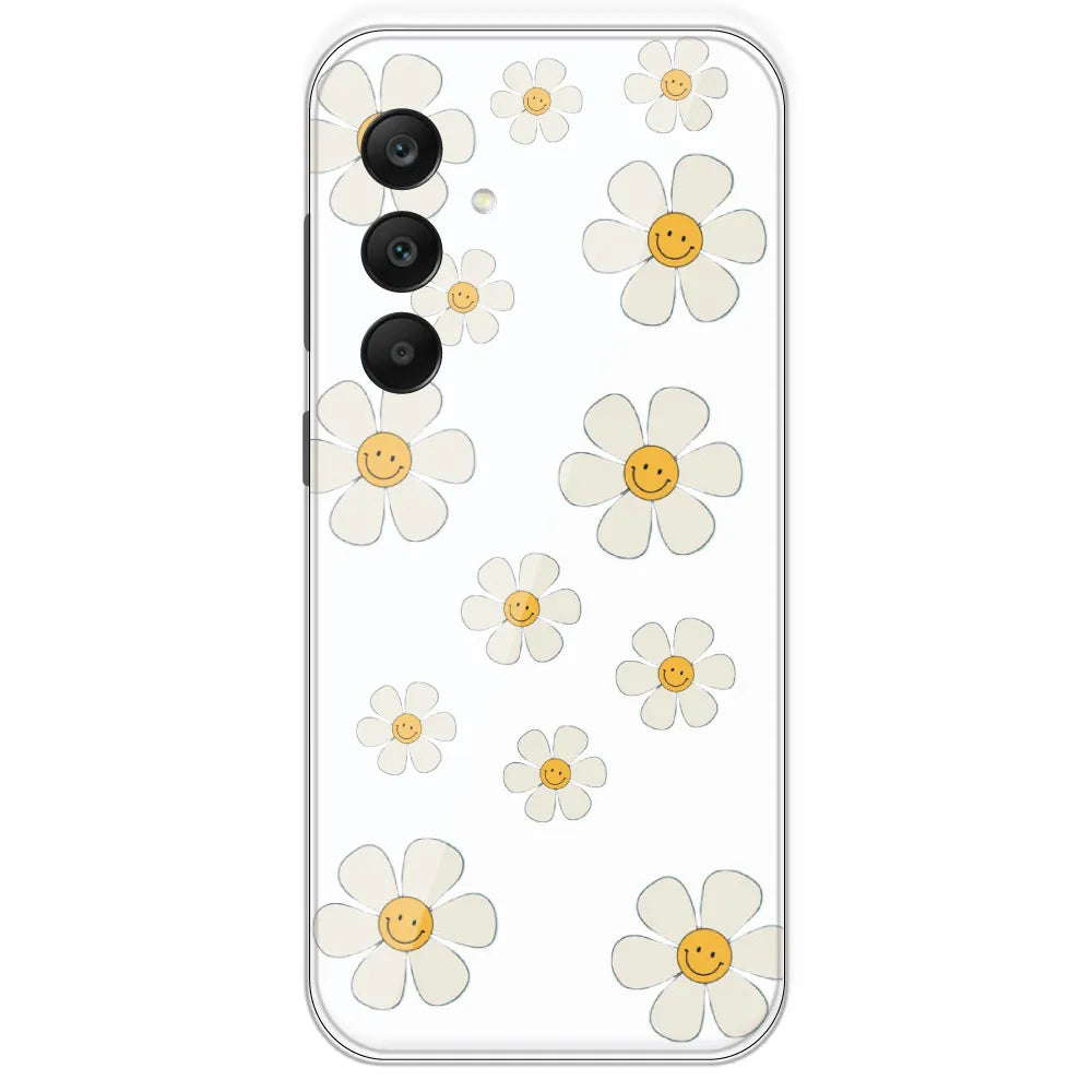 Smile Flowers - Clear Printed Silicone Case For Samsung Galaxy A25
