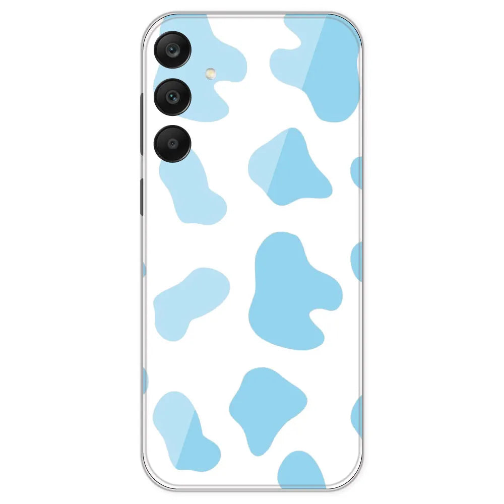Blue Cow Print - Clear Printed Silicone Case For Samsung Galaxy A25
