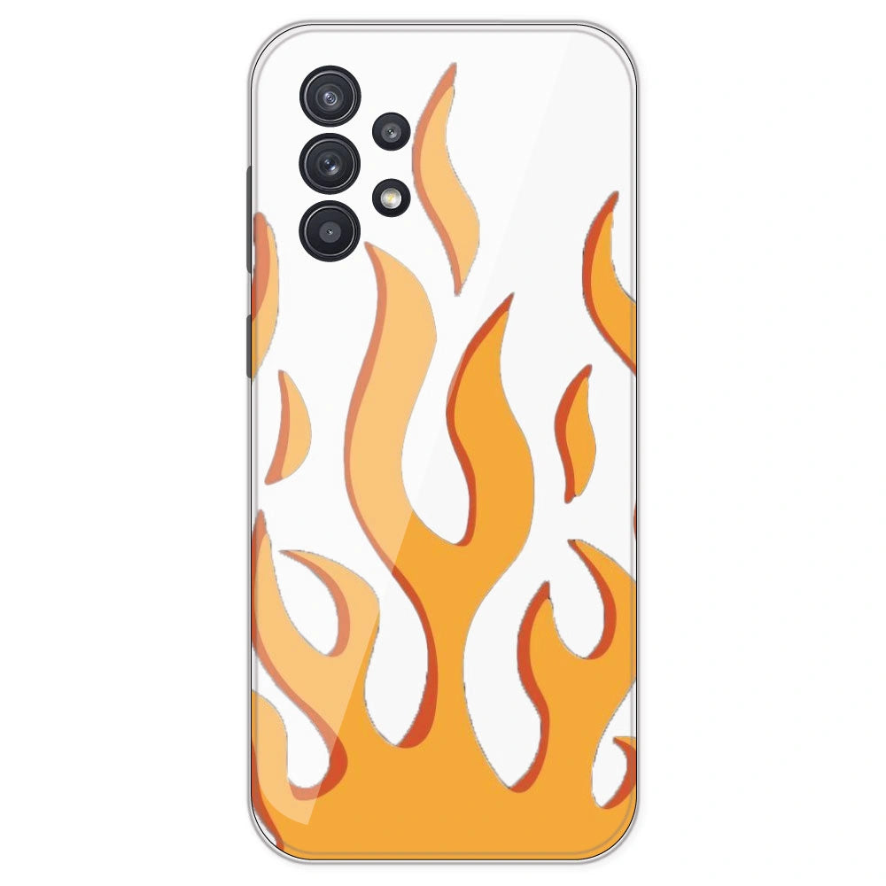 Orange Flames - Clear Printed Silicone Case For Samsung Galaxy A32