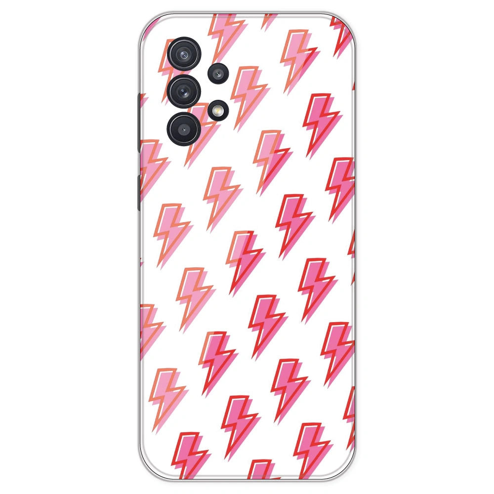 Pink Lightning Bolts - Clear Printed Silicone Case For Samsung Galaxy A32