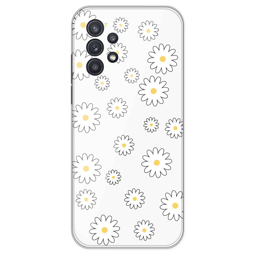 White Flowers - Clear Printed Silicone Case For Samsung Galaxy A32