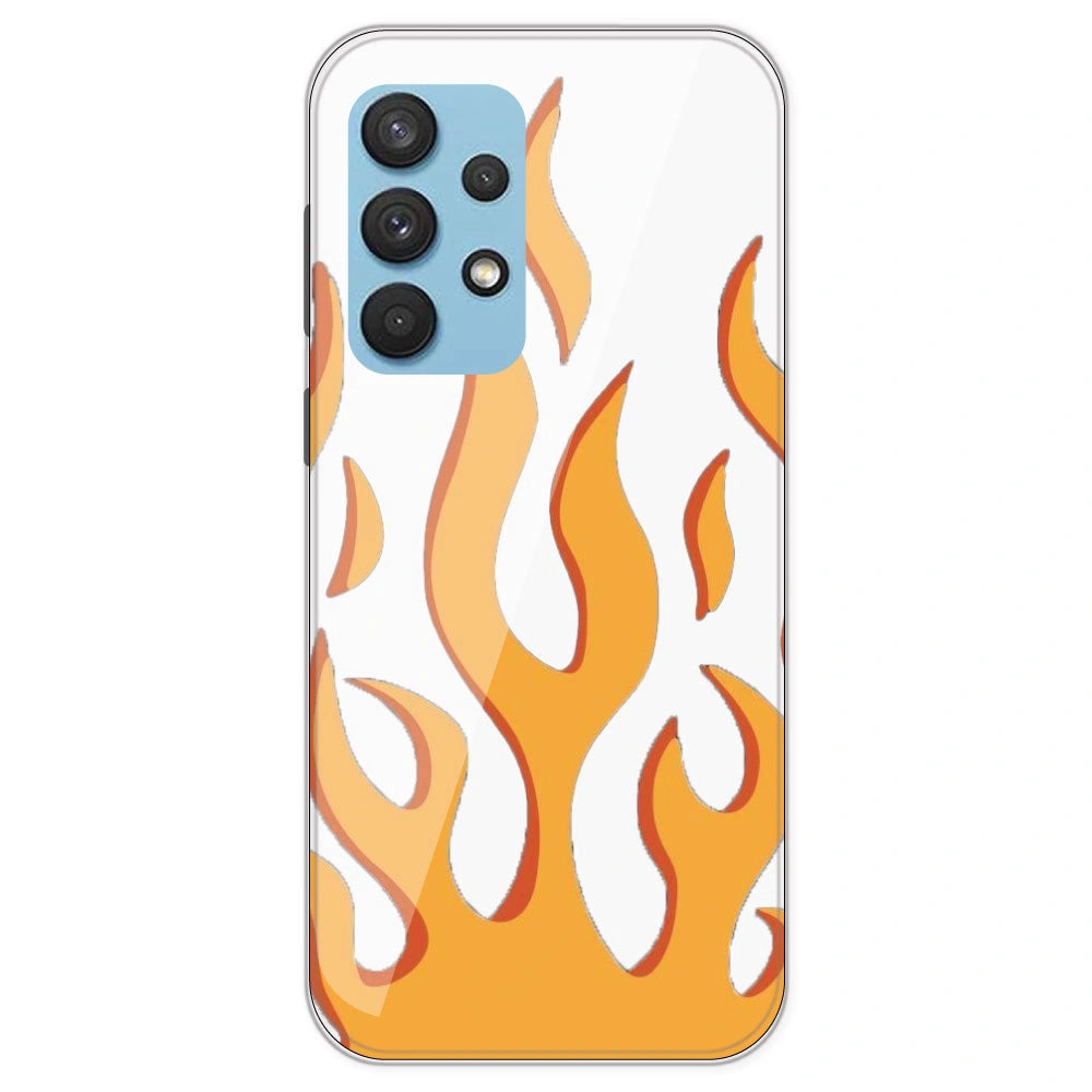Orange Flames - Clear Printed Silicone Case For Samsung Galaxy A33