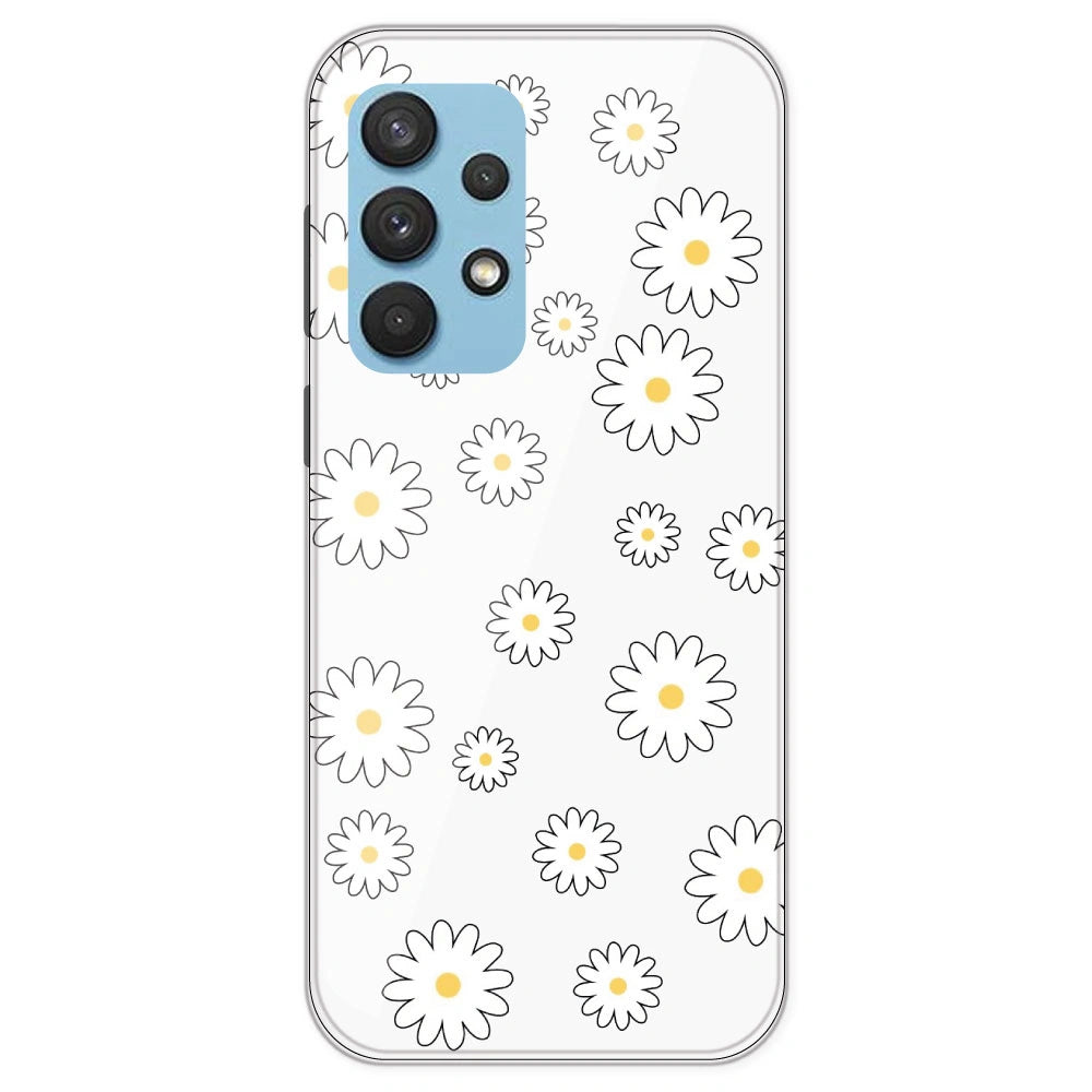 White Flowers - Clear Printed Silicone Case For Samsung Galaxy A33