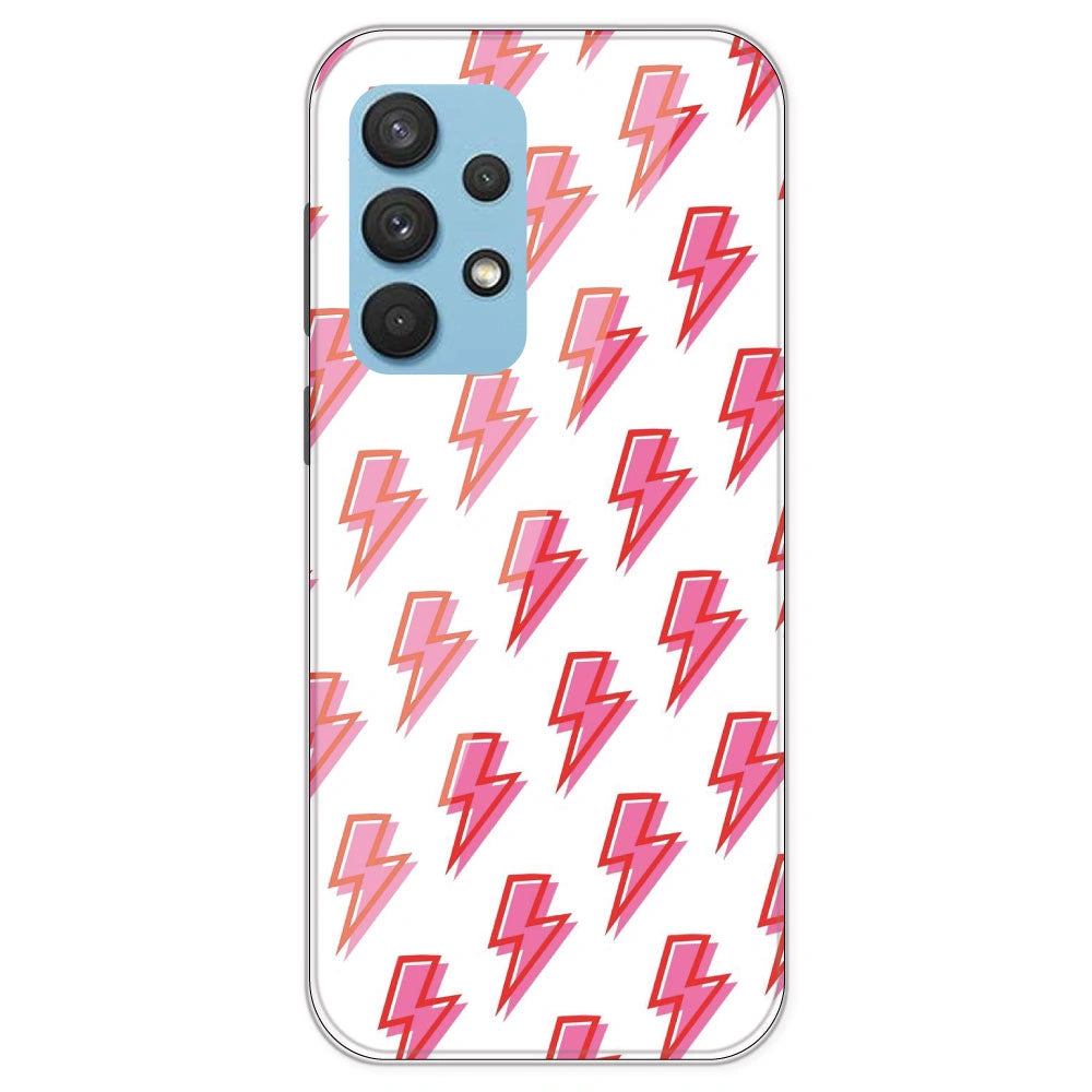 Pink Lightning Bolts - Clear Printed Silicone Case For Samsung Galaxy A33