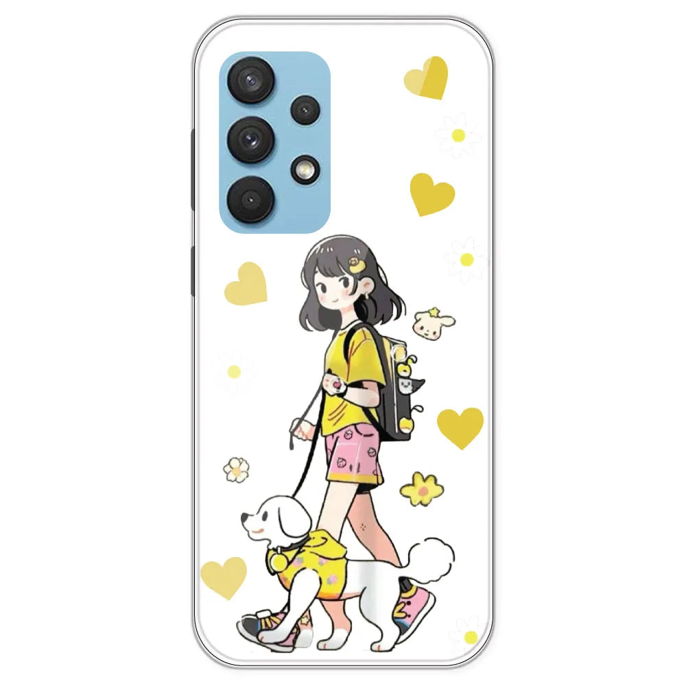 Yellow Girl And Dog - Clear Printed Silicone Case For Samsung Galaxy A33