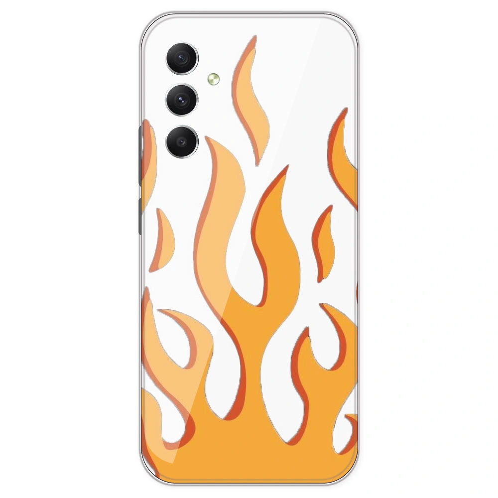 Orange Flames - Clear Printed Silicone Case For Samsung Galaxy A34