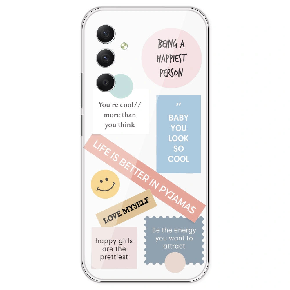Be Happy - Clear Printed Silicone Case For Samsung Galaxy A34