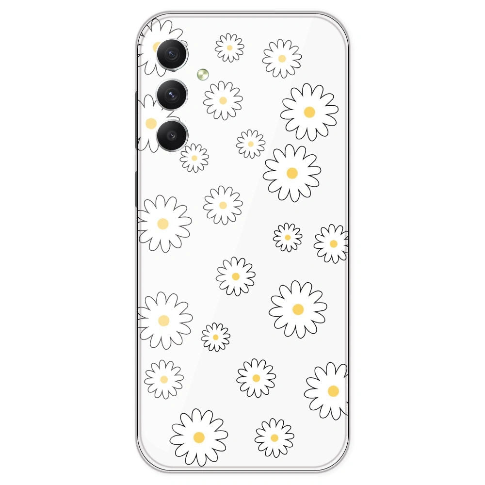 White Flowers - Clear Printed Silicone Case For Samsung Galaxy A34