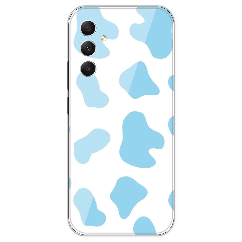 Blue Cow Print - Clear Printed Silicone Case For Samsung Galaxy A34