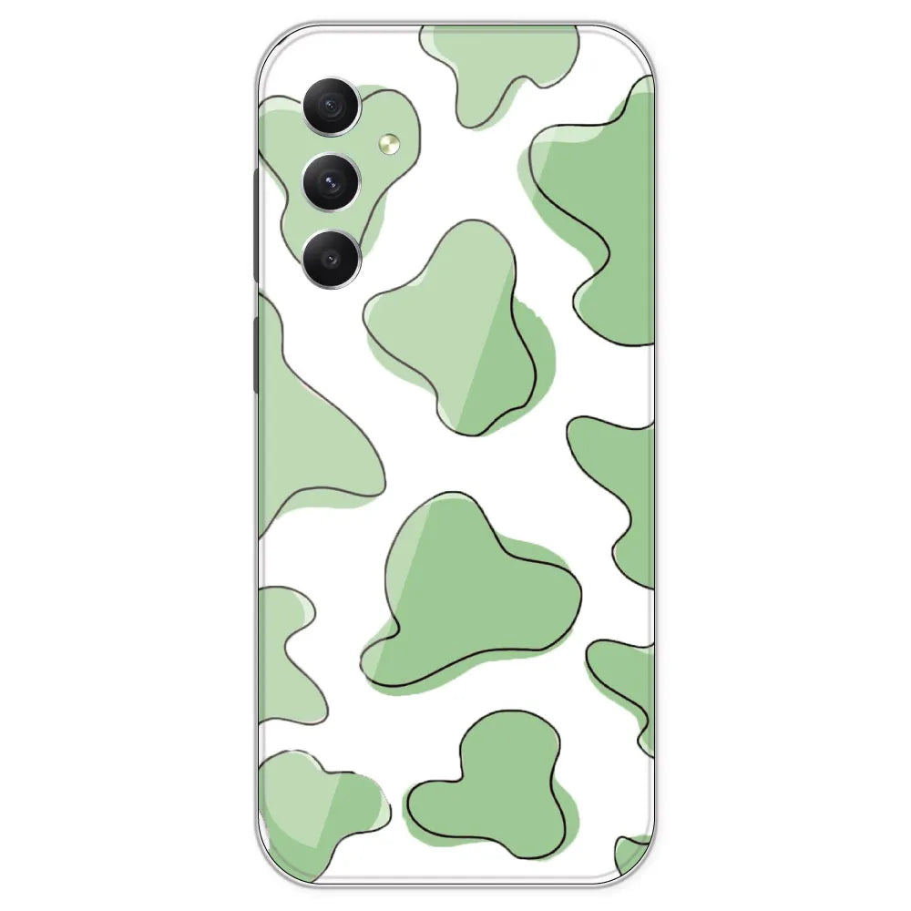 Green Cow Print - Clear Printed Silicone Case For Samsung Galaxy A34