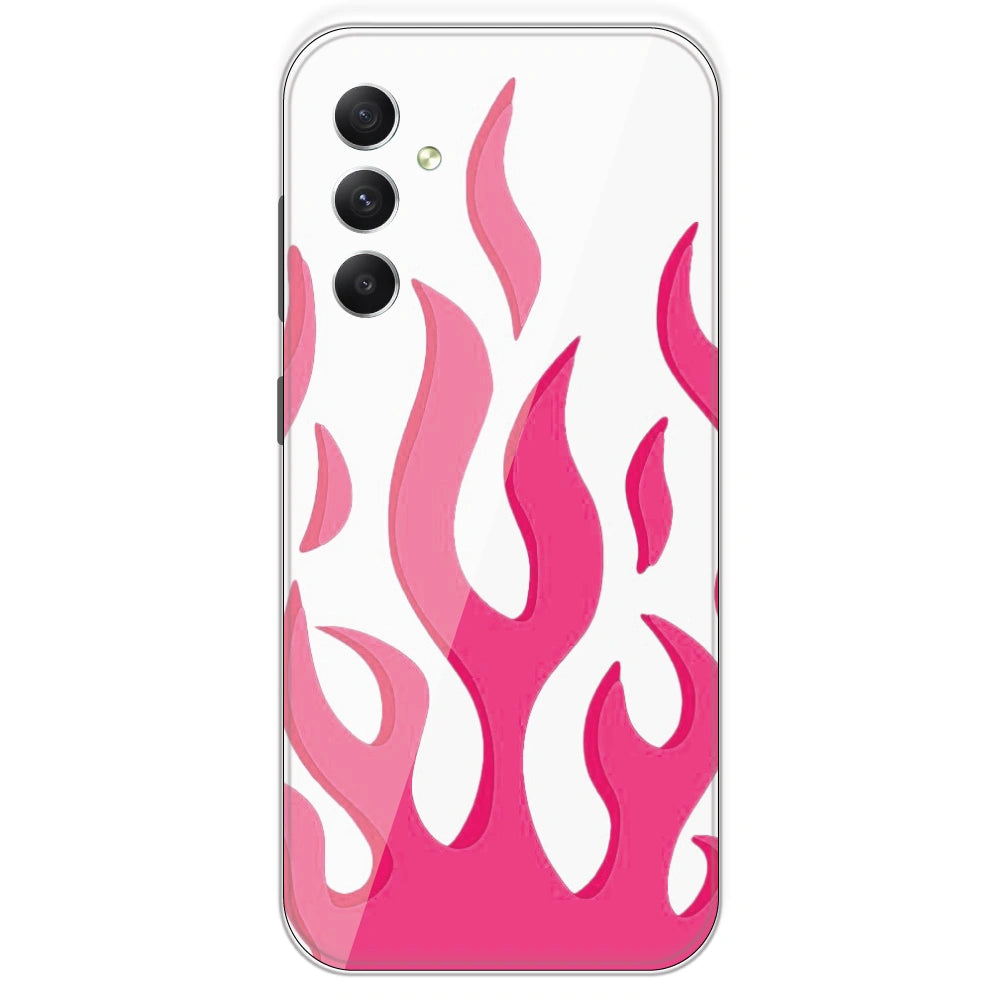 Pink Flames - Clear Printed Silicone Case For Samsung Galaxy A34